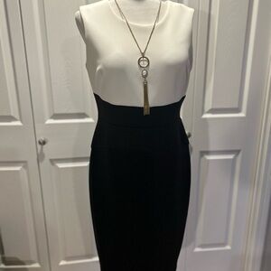 Elegant Black and White Sleeveless Dress
